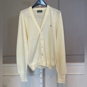 Vintage 80s Grand Slam Cardigan Sweater Munsingwear Penguin Ivory Cream Large